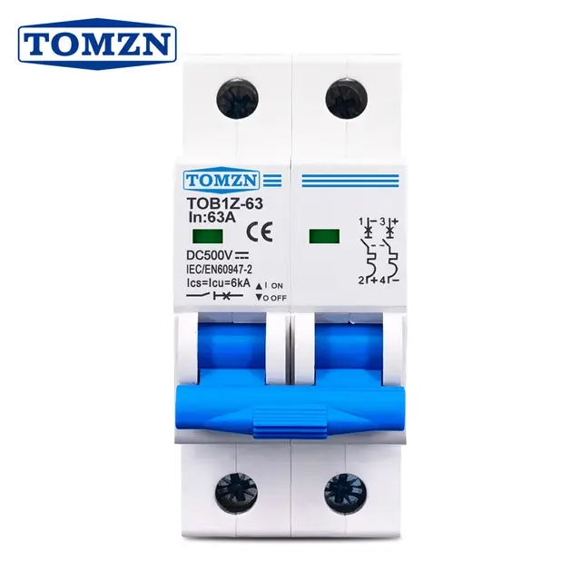 Предпазител автоматичен TOMZN TOB1Z-63 500V 16A 2P DC