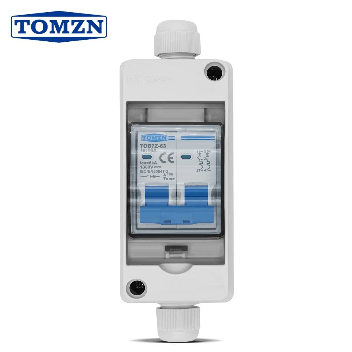 Предпазител автоматичен TOMZN TOB1Z-63 1000V 20A 2P DC IP65 With Wires