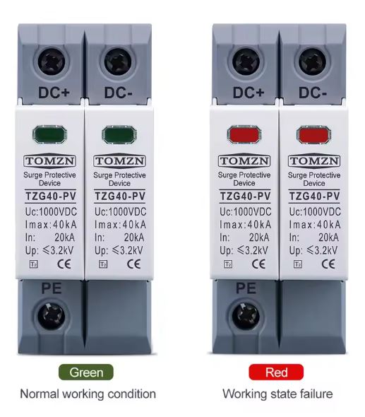 Катоден отводител TOMZN TZG40-PV 500V 2P DC Imax: 40kA In: 20kA бял